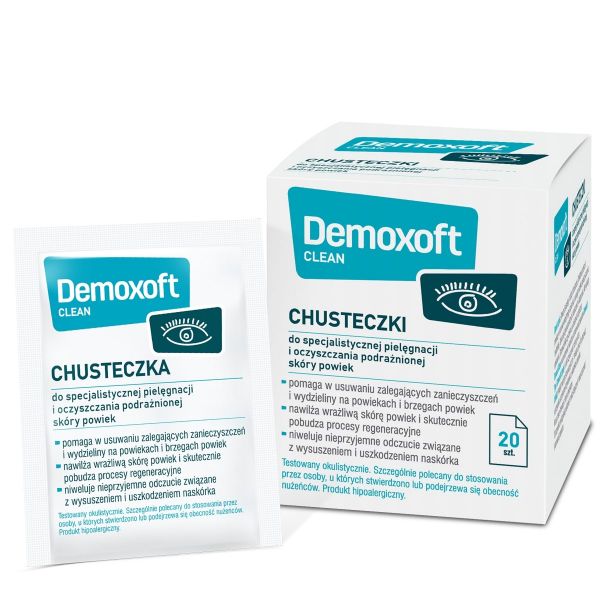 Demoxoft clean chusteczki do pielęgnacji skóry powiek