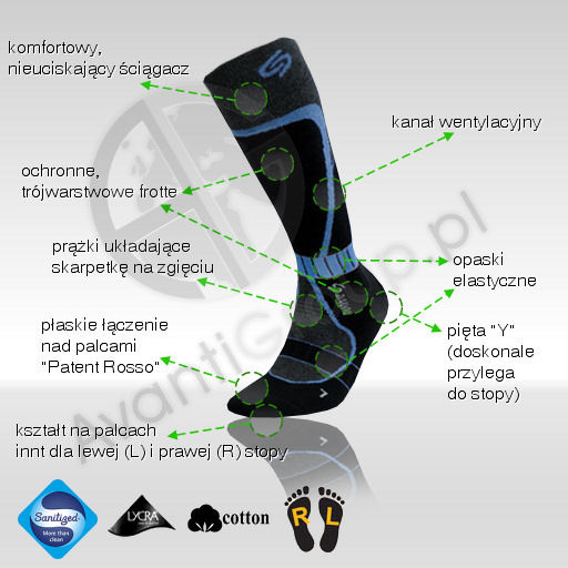 Skarpety narciarskie Ski Deodorant 38-40 czarno-pomarańczowe